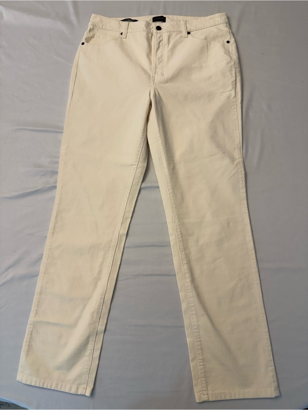 Talbots Women’s Corduroy Straight Leg Pants Size 12 Ivory Cream 5 Pocket